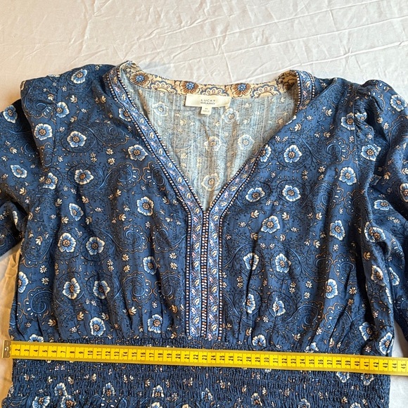 Lucky Brand Navy and Cream Long Sleeve Dress - Picture 9 of 11